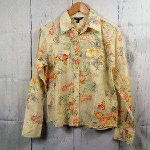 True Grit Floral Western Cut Eyelet Top Size M